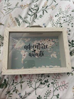 Adventure Awaits Framed Decorative Sign - White Rustic Finish